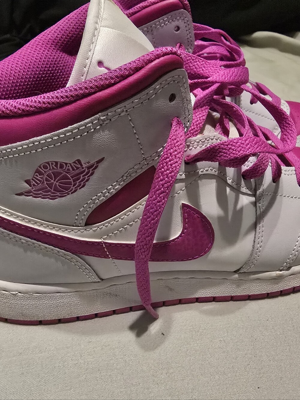 Jordan Women's Mid-Top Sneakers - White & Hot Pink